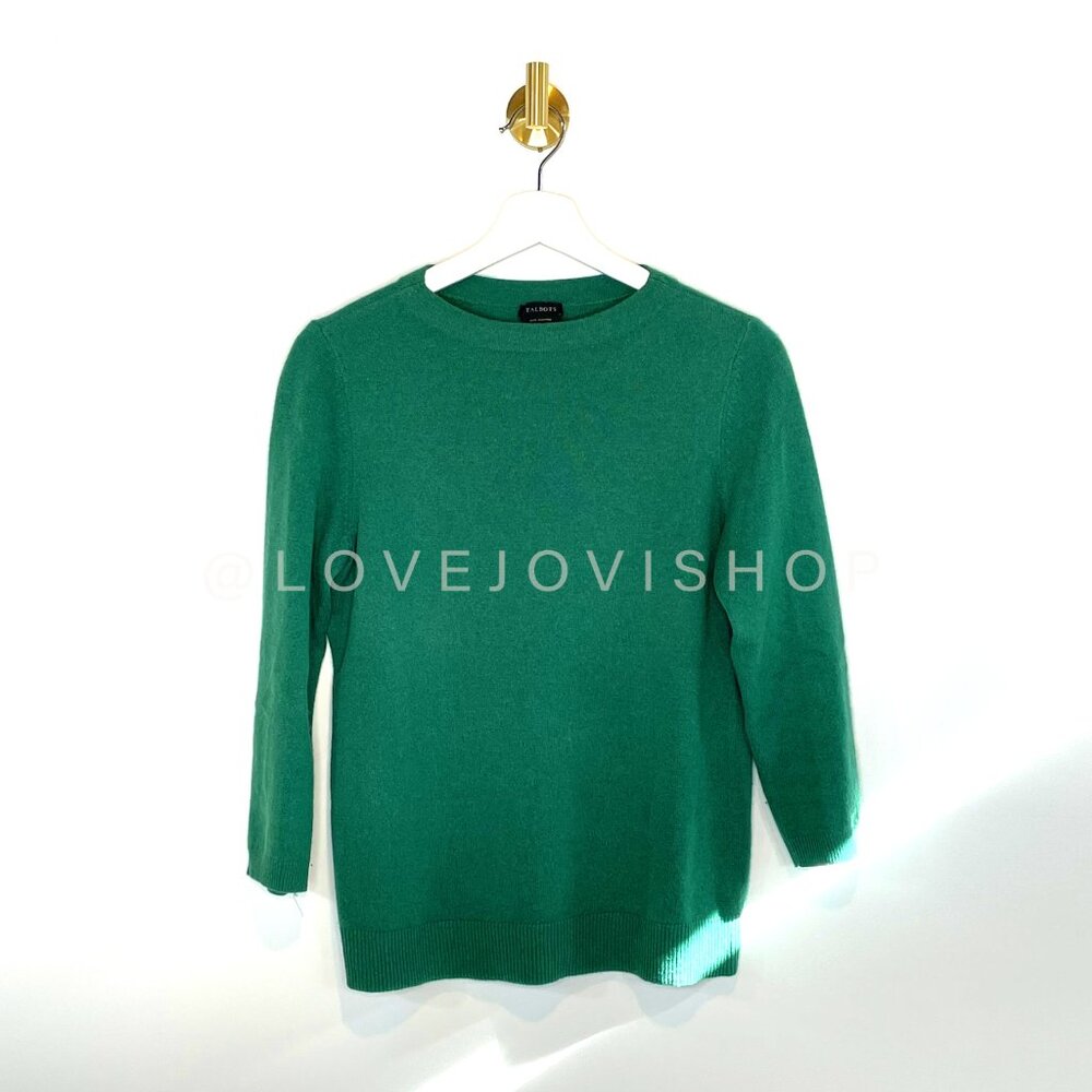 Classic Feminine | 100% Cashmere Kelly Green Crew Neck Sweater | by Talbots | M - Picture 2 of 12